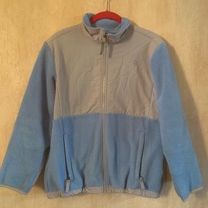 Girl’s light blue Northface fleece jacket